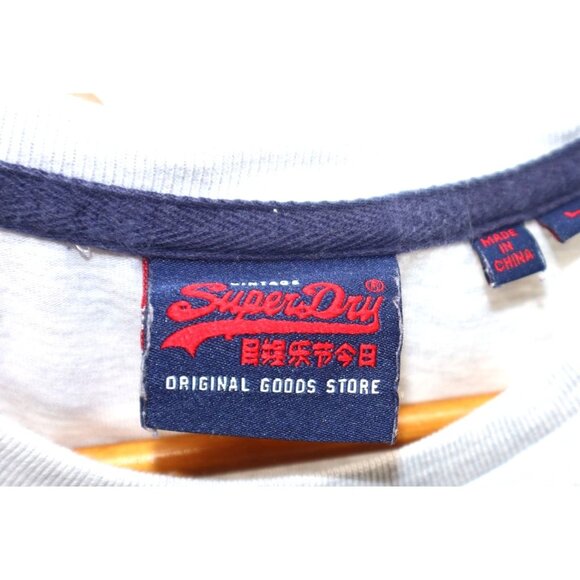 Superdry Mens Vintage Graphic Tee Gray Red Logo Crew Neck  Sz M Promo - Picture 2 of 8